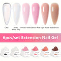 Six-Color Builder Gel Set, 15ml Each in Clear, White, Milky Jelly, Light Pink, Pink and Nude for Nail Extensions — image 12