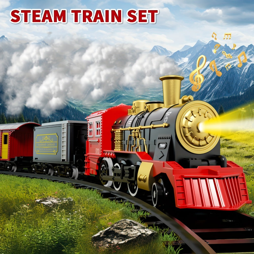 Electric Train Set for Kids with Steam Locomotive Engine Lights & Sound with the Listed Color, Size or Set Options for Everyd