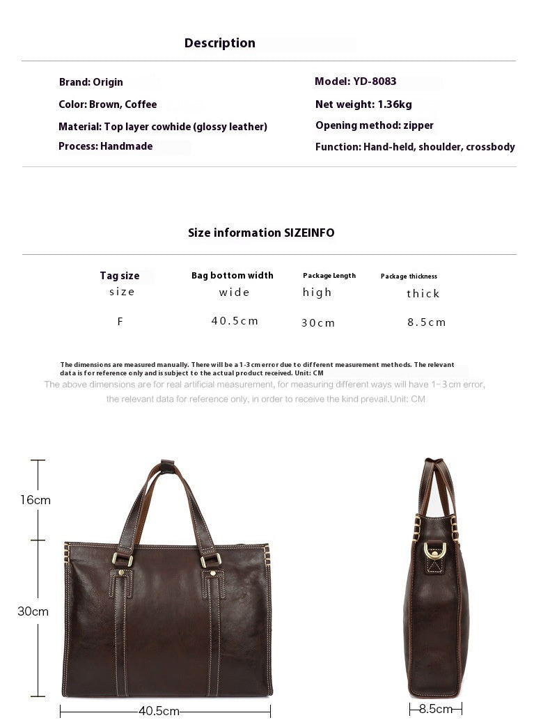 First Layer Cowhide Oily Leather Shoulder Messenger Bag