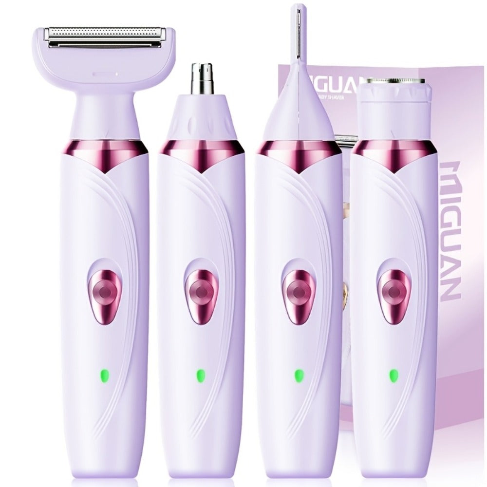 Rechargeable Facial Hair Remover Set for Women with Pink and Purple Multi Tool Options for Grooming — image 9