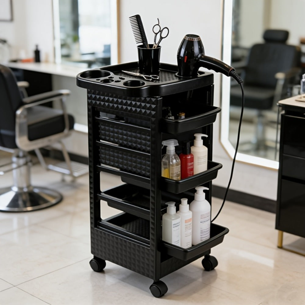 5-Drawer Salon Trolley Cart on Wheels – Professional ABS Rolling Beauty Storage Organizer for Hair Stylist Barber Spa Nail Ta