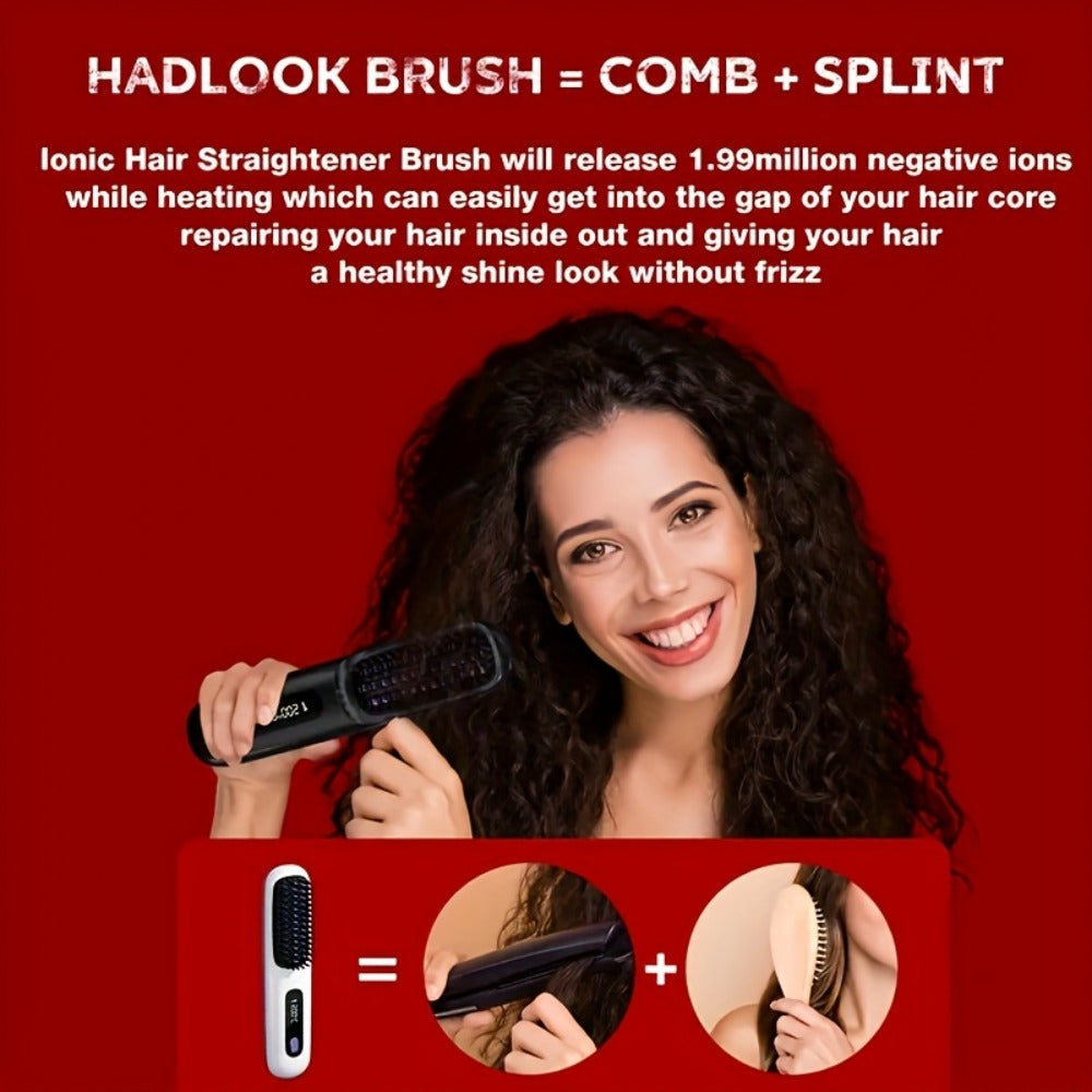 Cordless Hair Straightener 2-in-1 Ceramic Flat Iron & Curler – USB-C Rechargeable Wireless Portable Travel Styling Tool 3-Spe