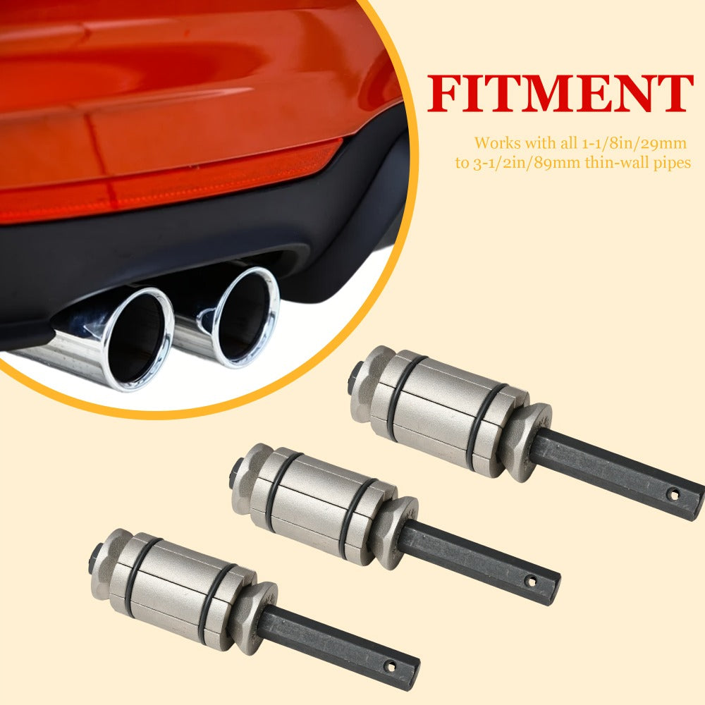 Exhaust Pipe Expander Set 3-Piece – Heavy-Duty Forged Carbon Steel Muffler & Exhaust System Repair Tool Non-Slip Grip for Car