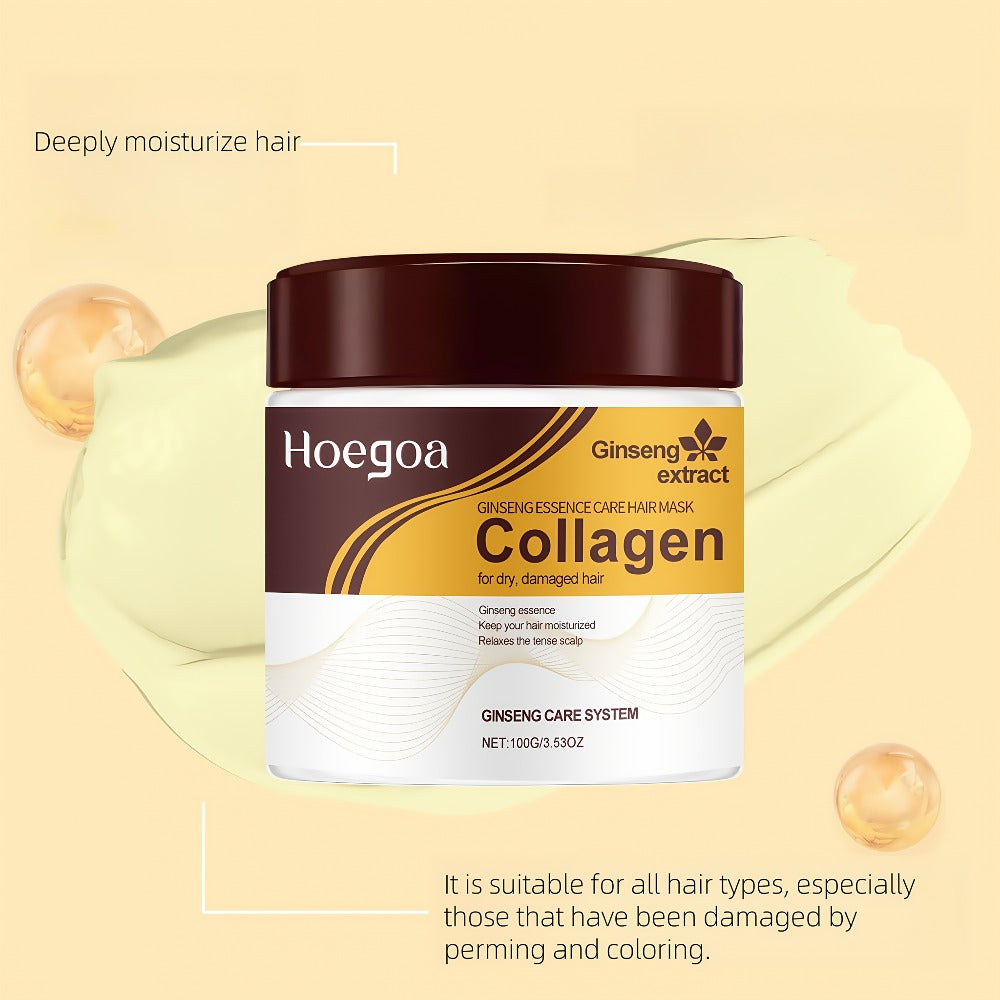 Three-Piece HOGOGO Collagen Hair Care Set with Jar and Pump Containers in a Gold Gift Box Presentation — image 7
