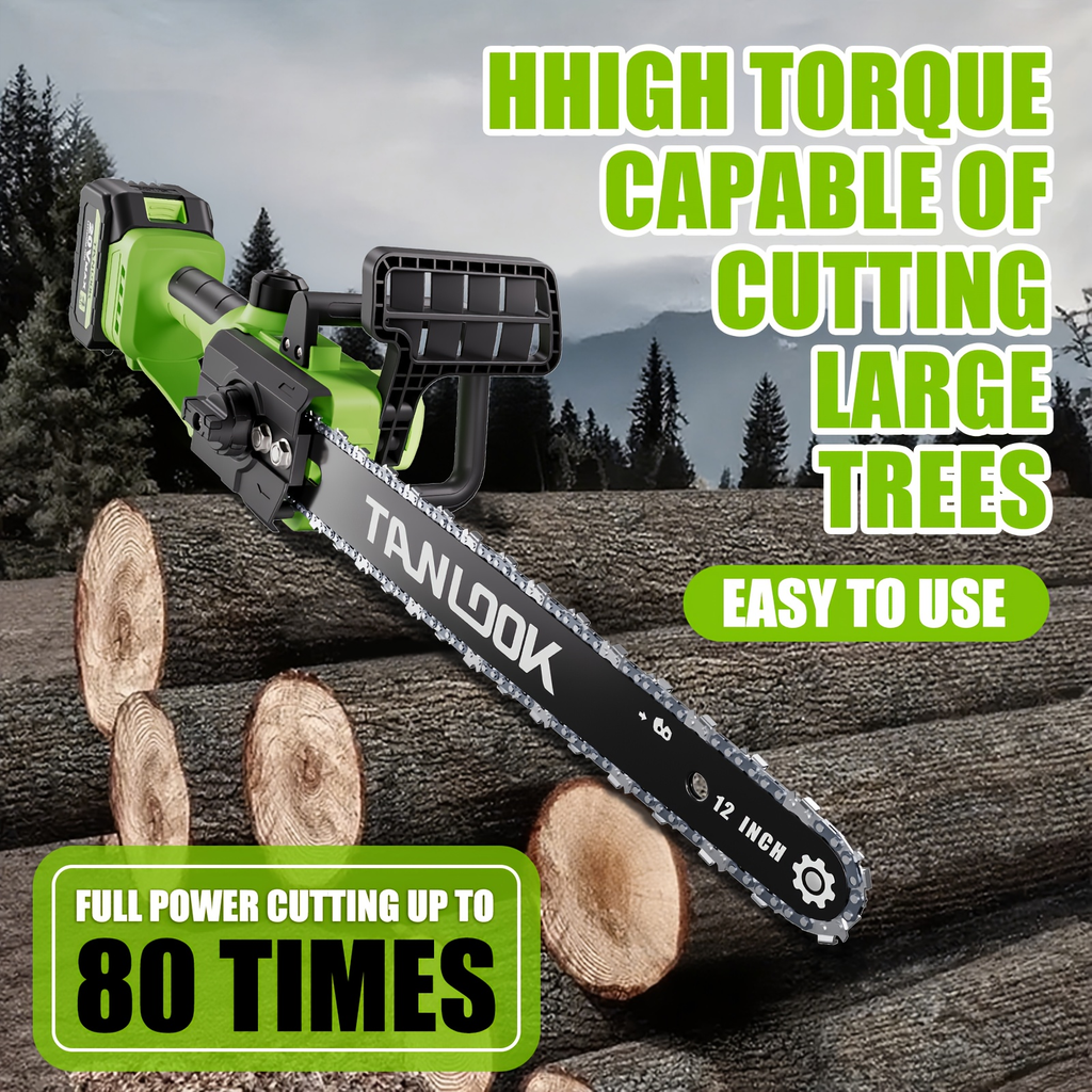12-Inch Cordless Electric Chainsaw Kit in Five Colors with One- or Two-Battery and Two- or Three-Chain Options — image 12