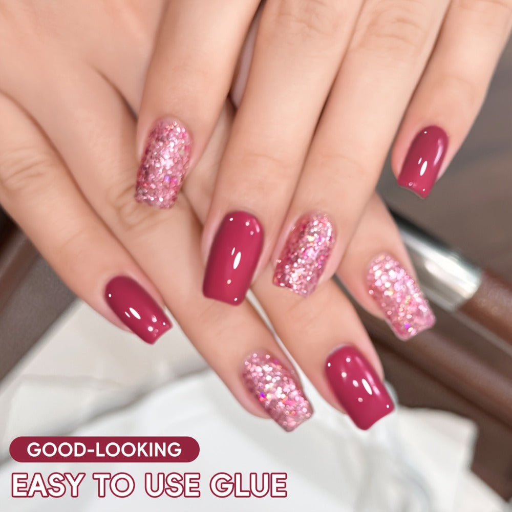 Gel Nail Polish Set with XEIJAYI Label, 2 Candy Holographic and Nude Pink Glitter Gel Colors — image 6