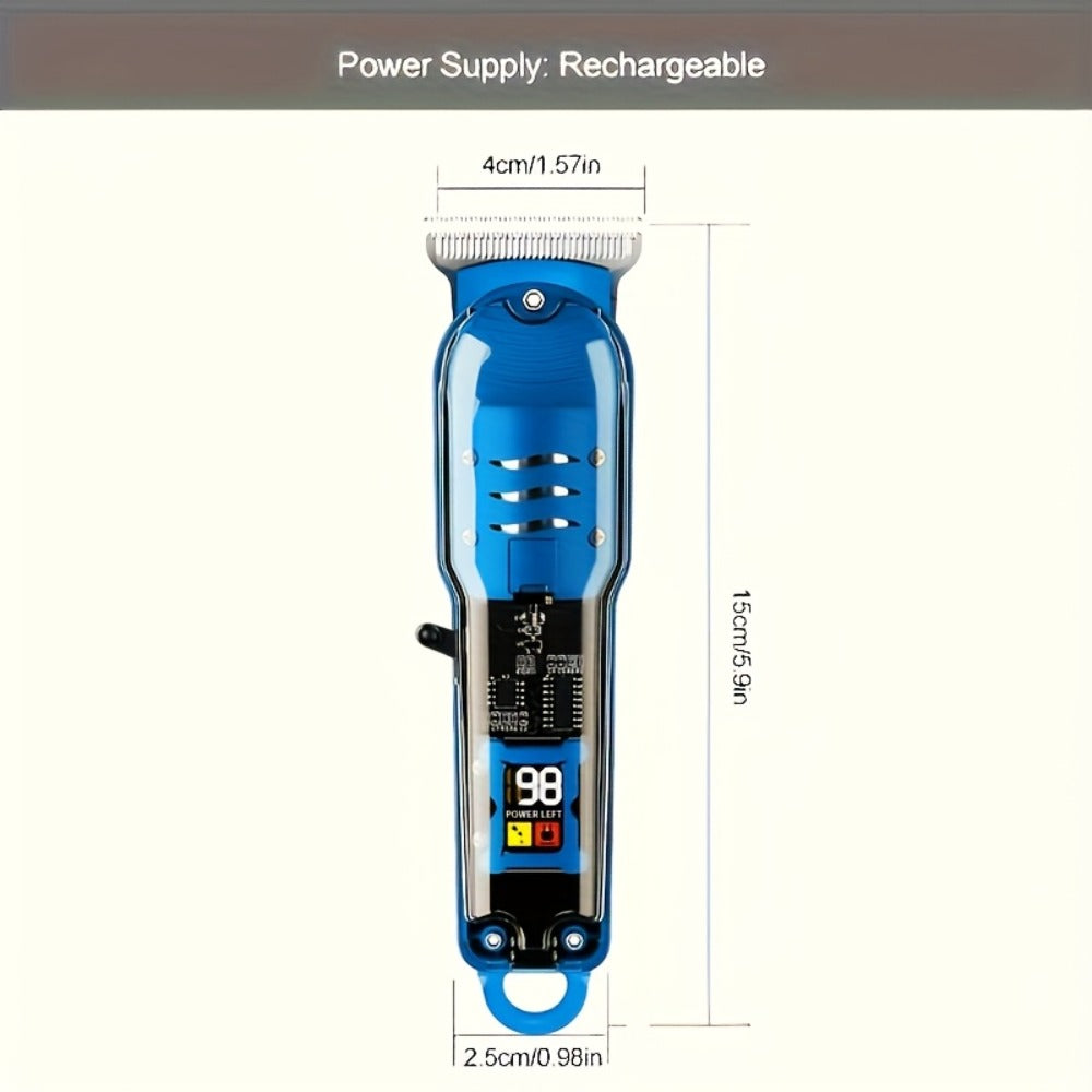 Hair Clipper Transparent-Shell Cordless Trimmer with LED Battery Display, USB Charging and Five Colors — image 7