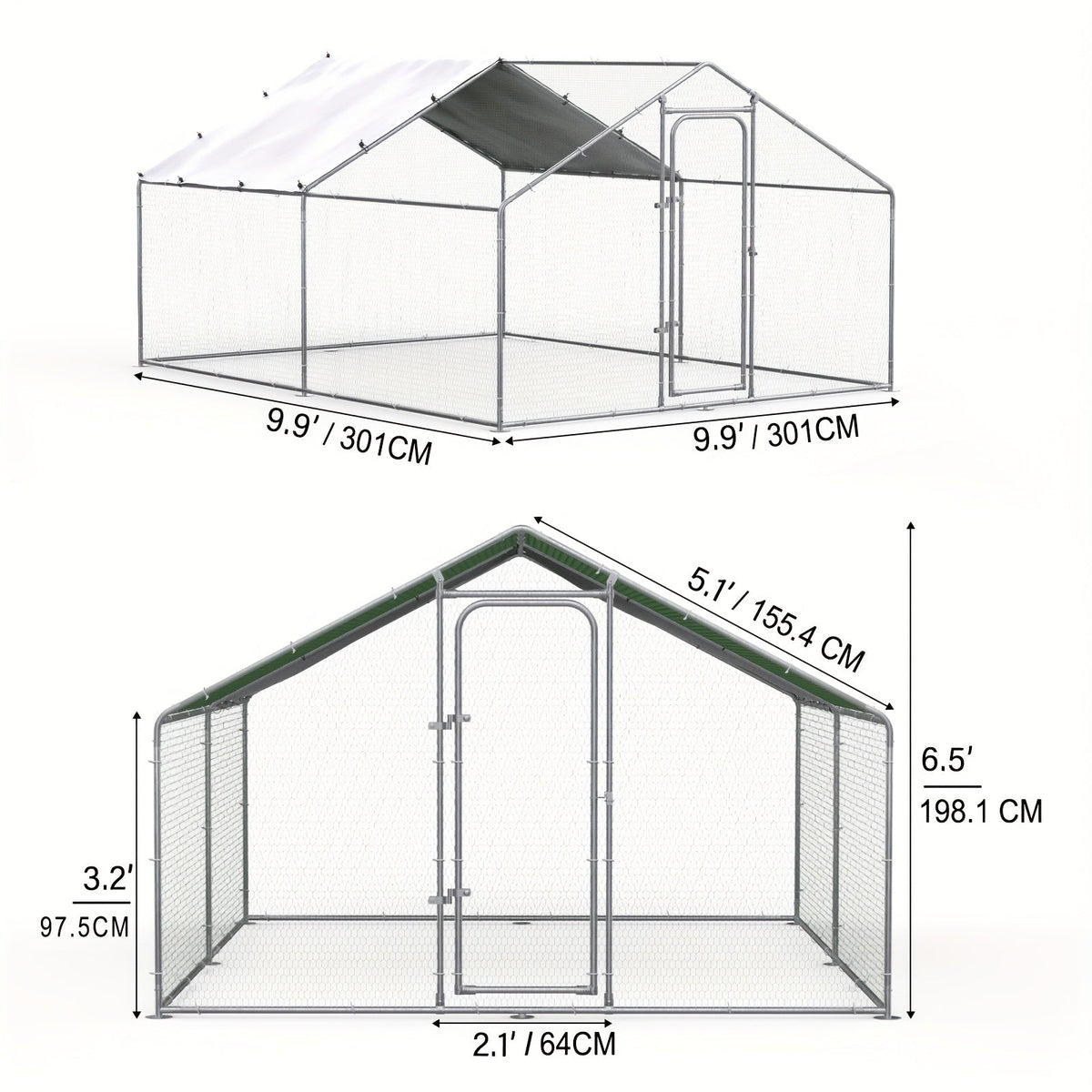 Chicken Run, Metal Outdoor Poultry Cage Large Walk-in Enclosure for Chickens Ducks Rabbits for Garden, Patio and Yard Use — i