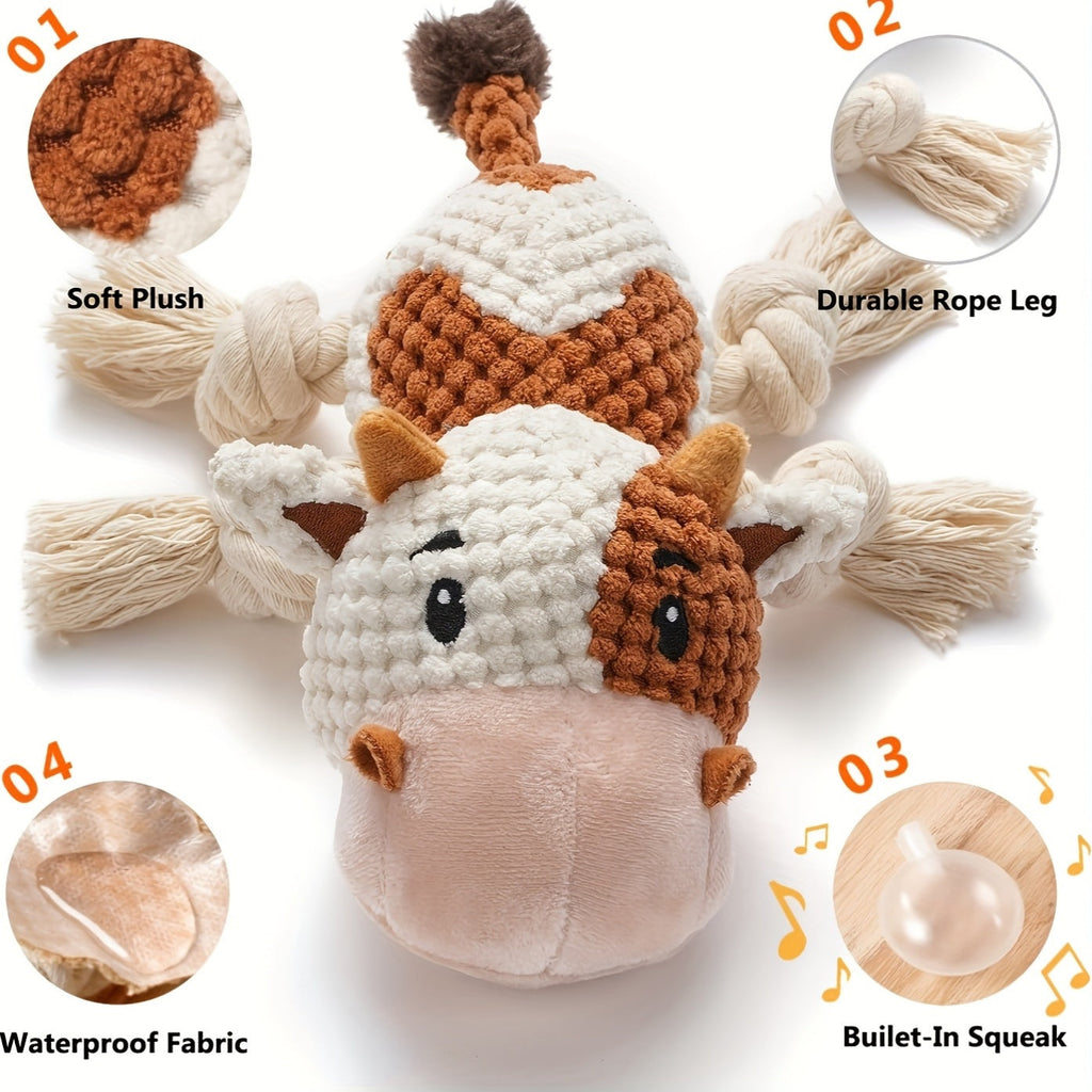 Dog Toy Cow Plush with Squeaker, Crinkle Paper, Woven Legs and Washable Construction for Multiple Dog Sizes — image 5