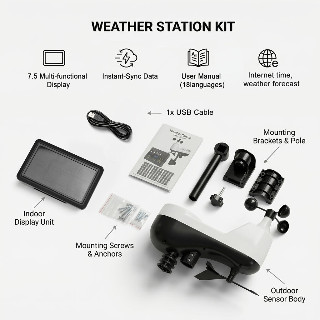 WiFi Weather Station | 7-in-1 Rain Gauge Wind Speed App Forecast — image 17