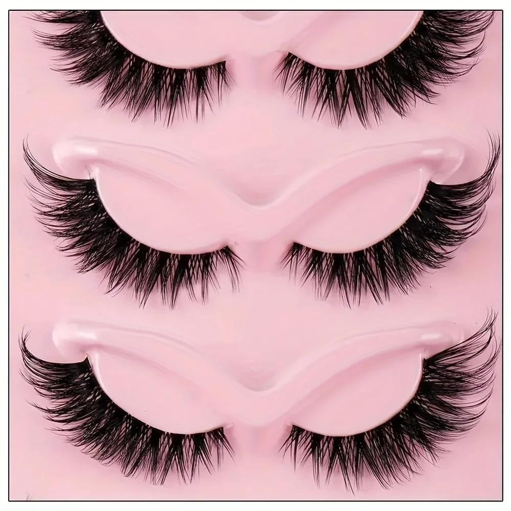 15 Pairs Cat Eye Strip Lashes – Natural Long Manga Wispy False Eyelashes with Winged Tips, 3 Boxes Elongated Dramatic Eye Loo