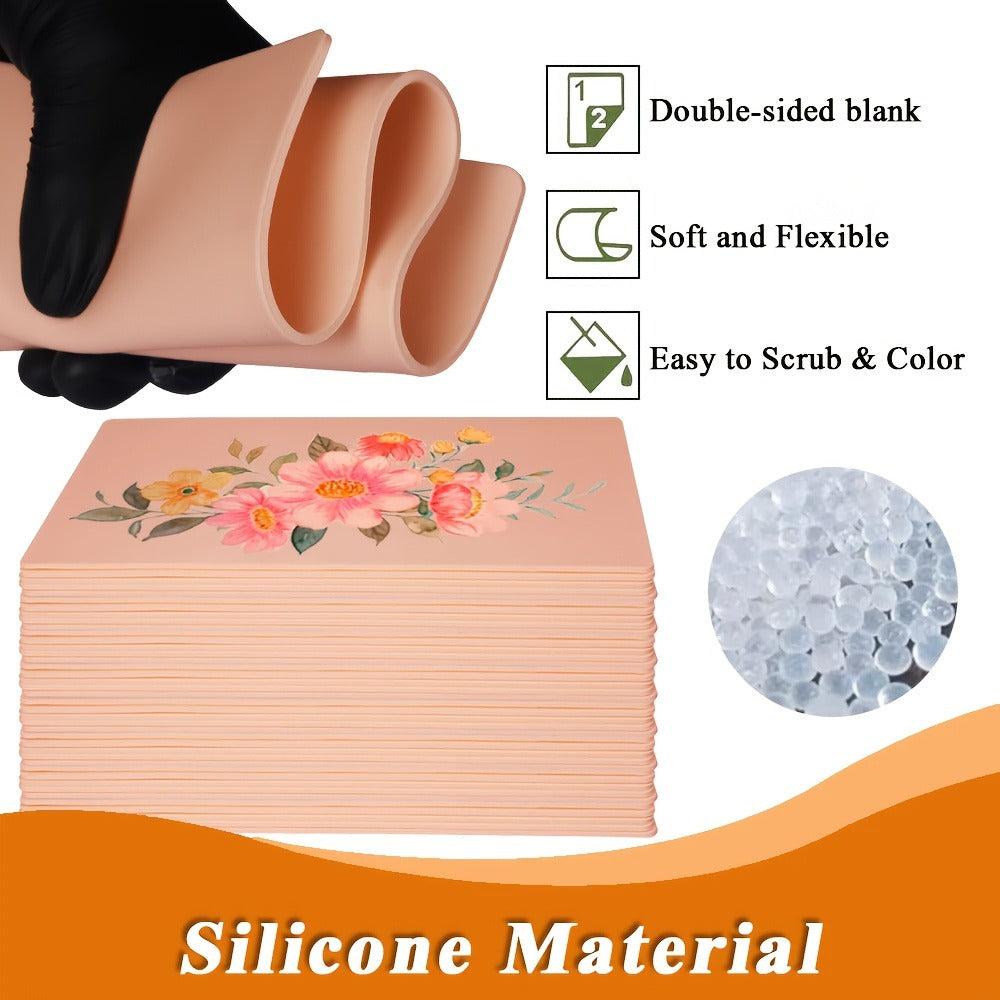 Silicone Tattoo Practice Skin 3mm Thick Double-Sided Fake Skin for Beginners & Professional Artists – Line Work Shading Outli