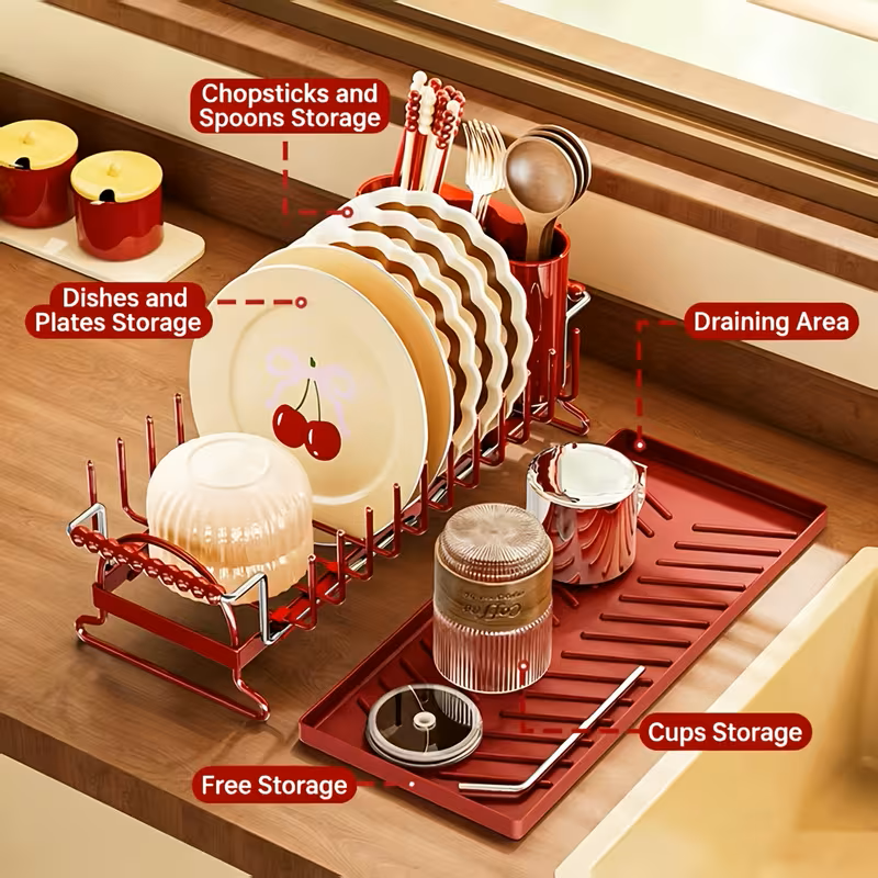 Retractable Adjustable Kitchen Bowl Rack and Dish Storage Organizer