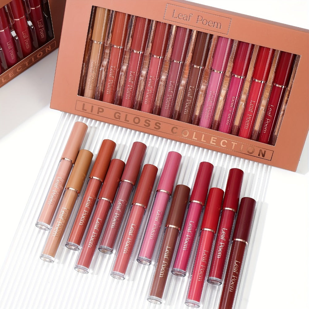 Lip Gloss Set by Leaf Poem with 12 Mixed Lip Colors, Slim Tube Applicators and Presentation Box — image 22