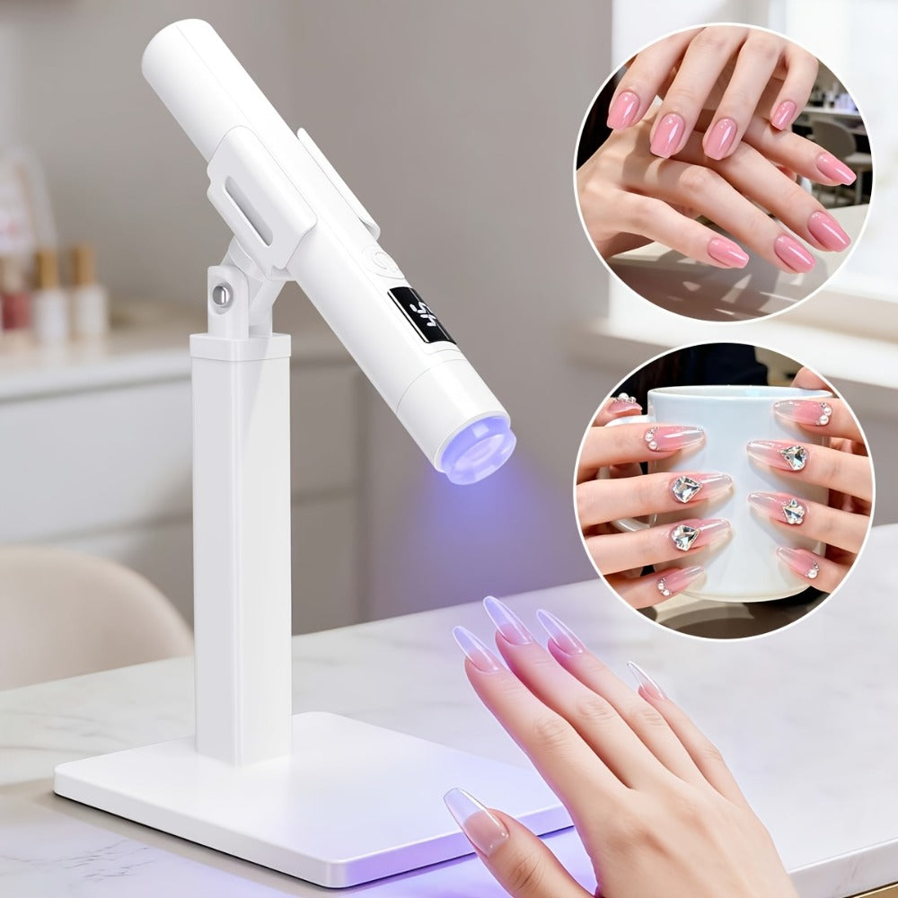 French Manicure Nail Stamper LED Lamp Kit, 4-Head Portable Rechargeable DIY Nail Art Tool with Nail Sticker — image 8