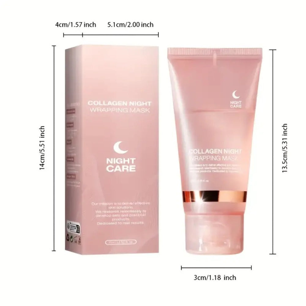 Collagen Night Wrap Mask with Jelly Brush 3pcs Hyaluronic Acid Deeply Moisturizing Nourishing Overnight Glossy Sleeping Mask 