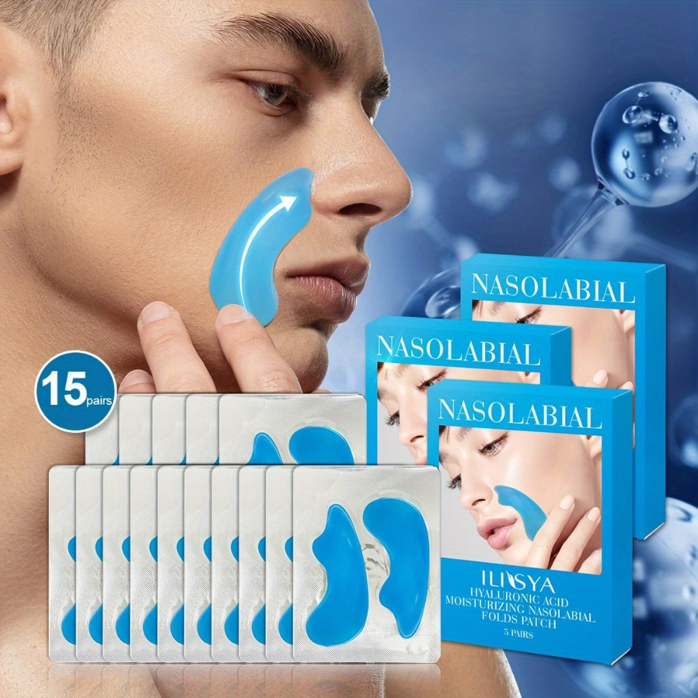 Nasolabial Fold Patches 3 Boxes - Hyaluronic Acid & Collagen Laugh Line Sticker, Lifting Tightening Anti-Wrinkle Nose Line Pa
