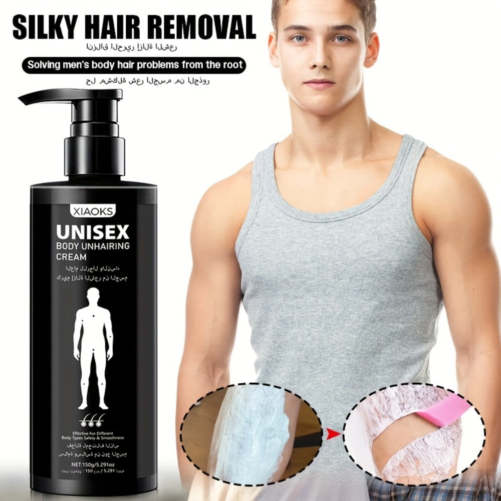 Hair Removal Cream XIAOKS 150g Black Pump Bottle with Carton for External Chest Back and Body Grooming — image 8