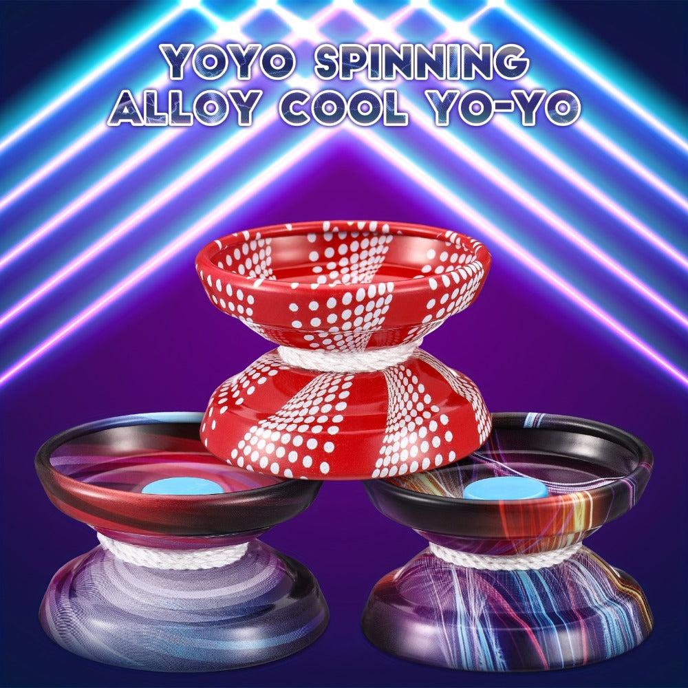 Metal Yoyo Ball 4 Pack Alloy Responsive Yoyo String Trick Toy for Beginners Kids Boys Adults Auto Return Technology Multi Sty