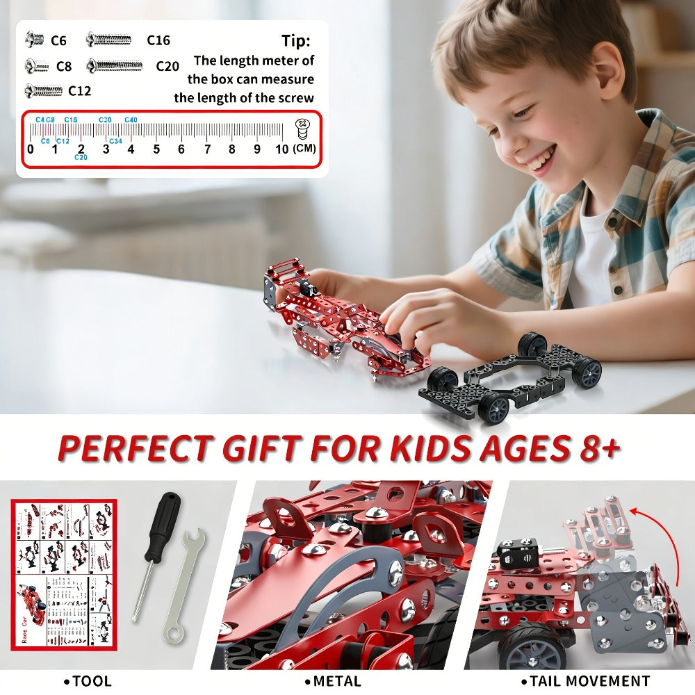 STEM Building Kit Model Car 283-287 Pcs Motorized Assembly Vehicle Toy with Tires & Openable Hood — image 7