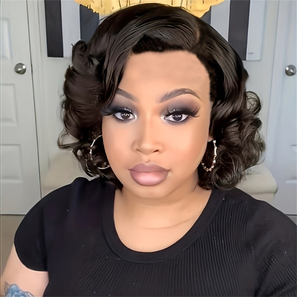 Synthetic Wig 4-Inch Dark Brown Body-Wave Pixie Bob with Four Color Options for Festival Looks — image 1