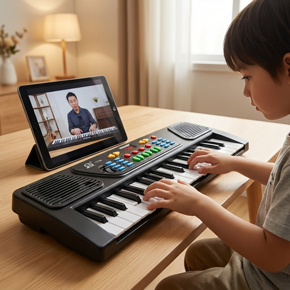 Kids Electronic Piano 37 Keys with Microphone, USB Powered Keyboard for Young Learners, Sing-Along Music Education Toy — imag