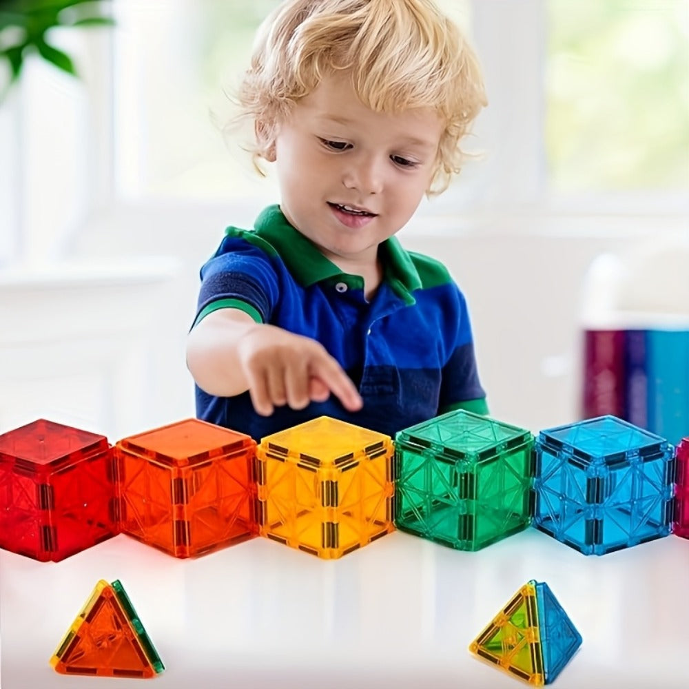 Magnetic Tiles 120-Piece Translucent Castle Building Set with Two Rolling Car Bases and Multicolor Shapes — image 5
