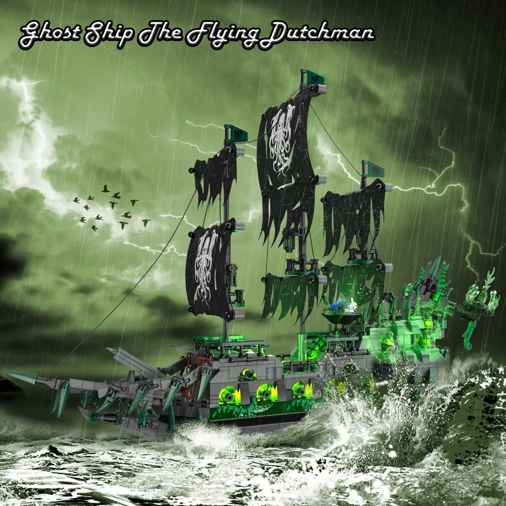 Flying Dutchman Pirate Ship Building Blocks Ghost Ship Model 40001 with LED Lights, Adult Teen Collector Construction Kit — i