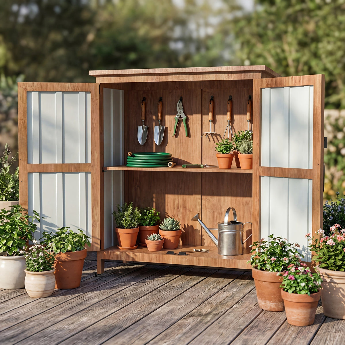 Metal Outdoor Storage Cabinets with Shelf-Equipped Tall or Low Models and 3 x 2 x 4.6 Ft Shed Option — image 2