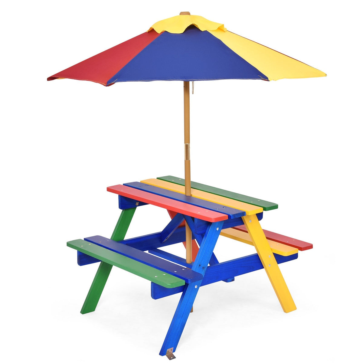 Kids Picnic Table Set with Umbrella Wood Table Bench Set for Toddlers Seats with the Listed Color, Size or Set Options for Ev
