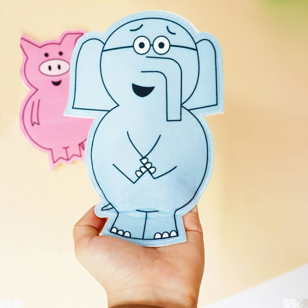 Elephant and Piggie Hand Puppets Plush Stuffed Animal Props for Storytelling, Classroom Teaching & Role Play — image 4