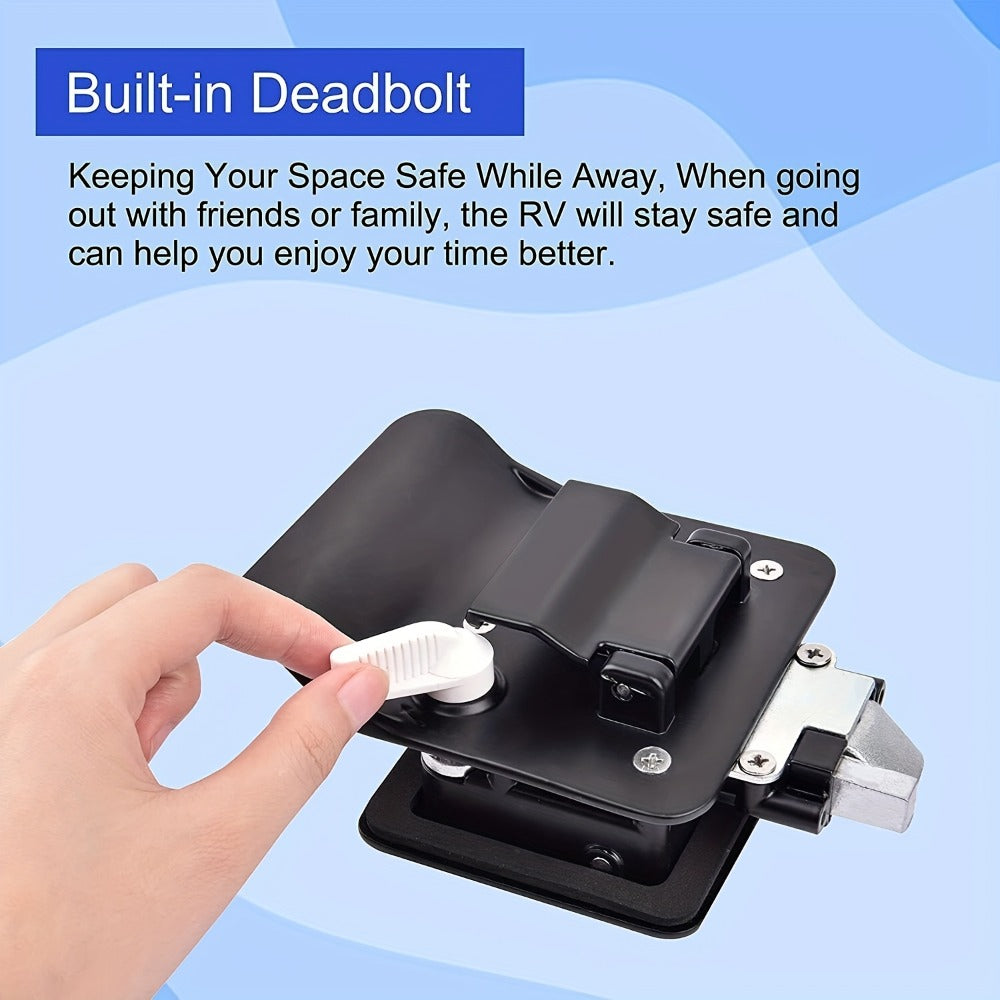 RV Door Lock Replacement – Travel Trailer Entry Door Lock with Deadbolt, Fits 2-3/4" x 3-3/4" Hole, 1-1/4" to 1-1/2" Door Thi