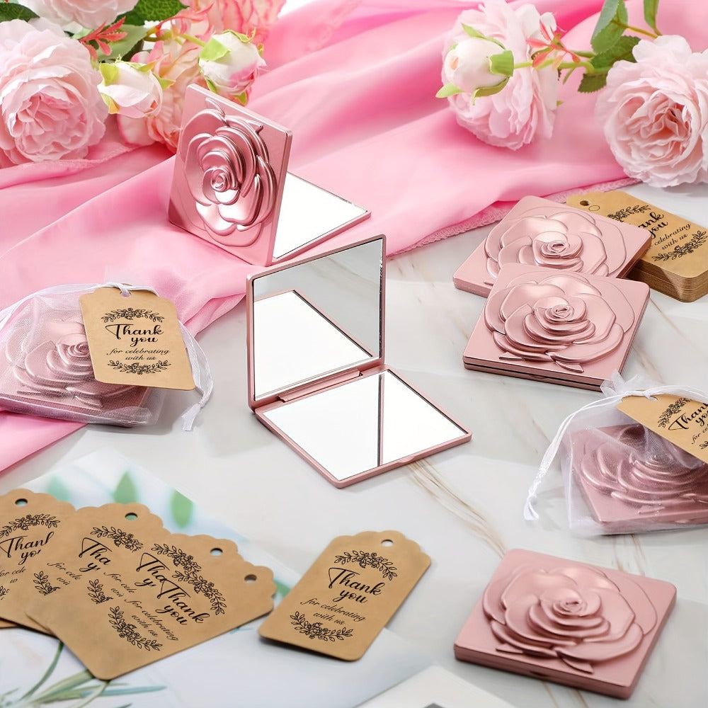 30-Set Rose-Shaped Compact Mirror Favors with Thank-You Tags, Organza Bags and 2.75-Inch Folding Cases — image 6