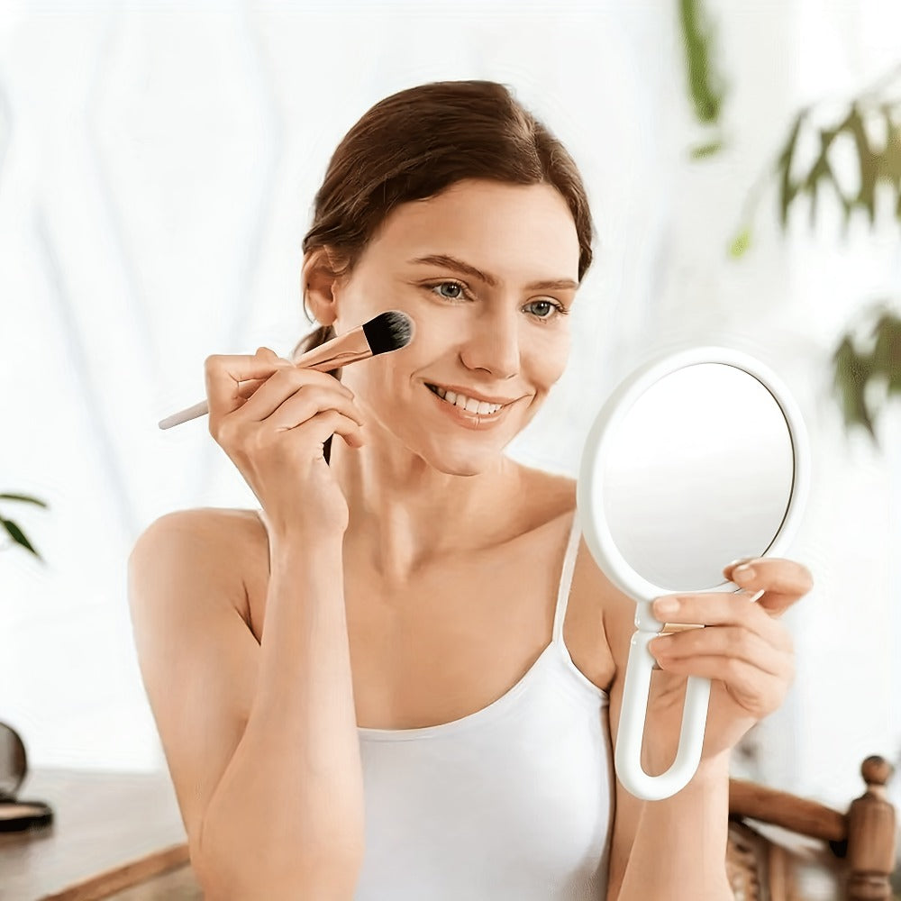 Handheld Magnifying Mirror 85X High Magnification for Makeup – 360° Adjustable Handle, Dual Sided 1X 80X, Colorful Border Com
