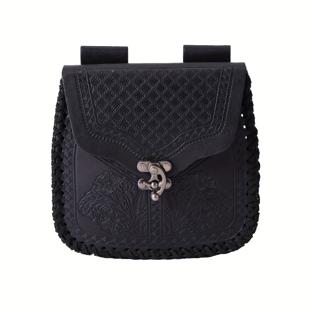 Dragon Embossed Faux Leather Waist Bag, Medieval Viking Norse Style Belt Pouch, Coin Purse Hip Bag for Renaissance Faire — im