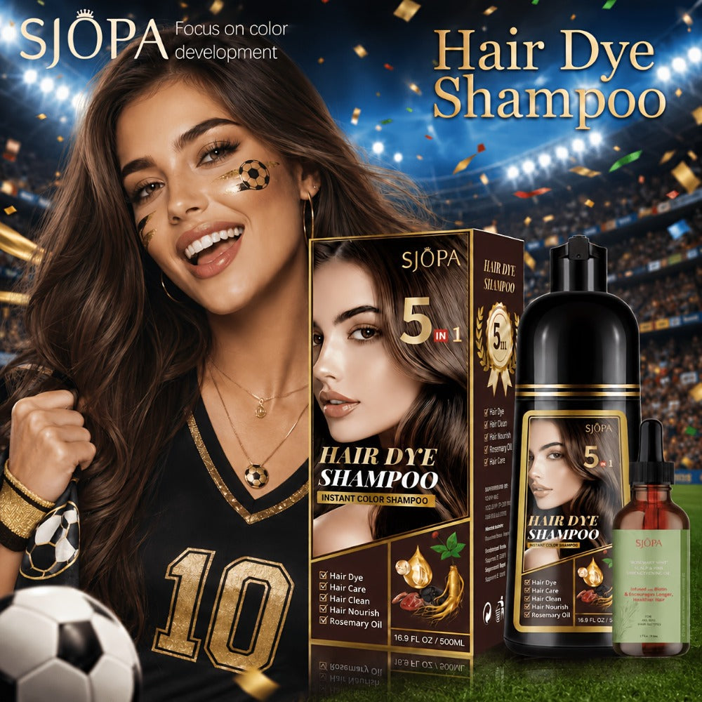 Glycerin Hair Color Shampoo Gift Set with Rosemary Oil, 5-in-1 Color & Care Formula 16.91oz, Gentle Non-Irritating Gray Cover