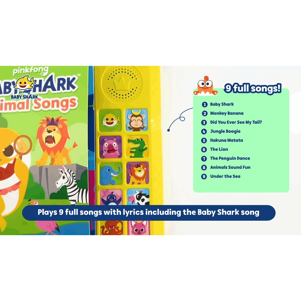 Baby Shark Sound Book for Toddlers, Pinkfong 10-Button Interactive Animal Songs Sing-Along Nursery Rhymes Learning Book Kids 