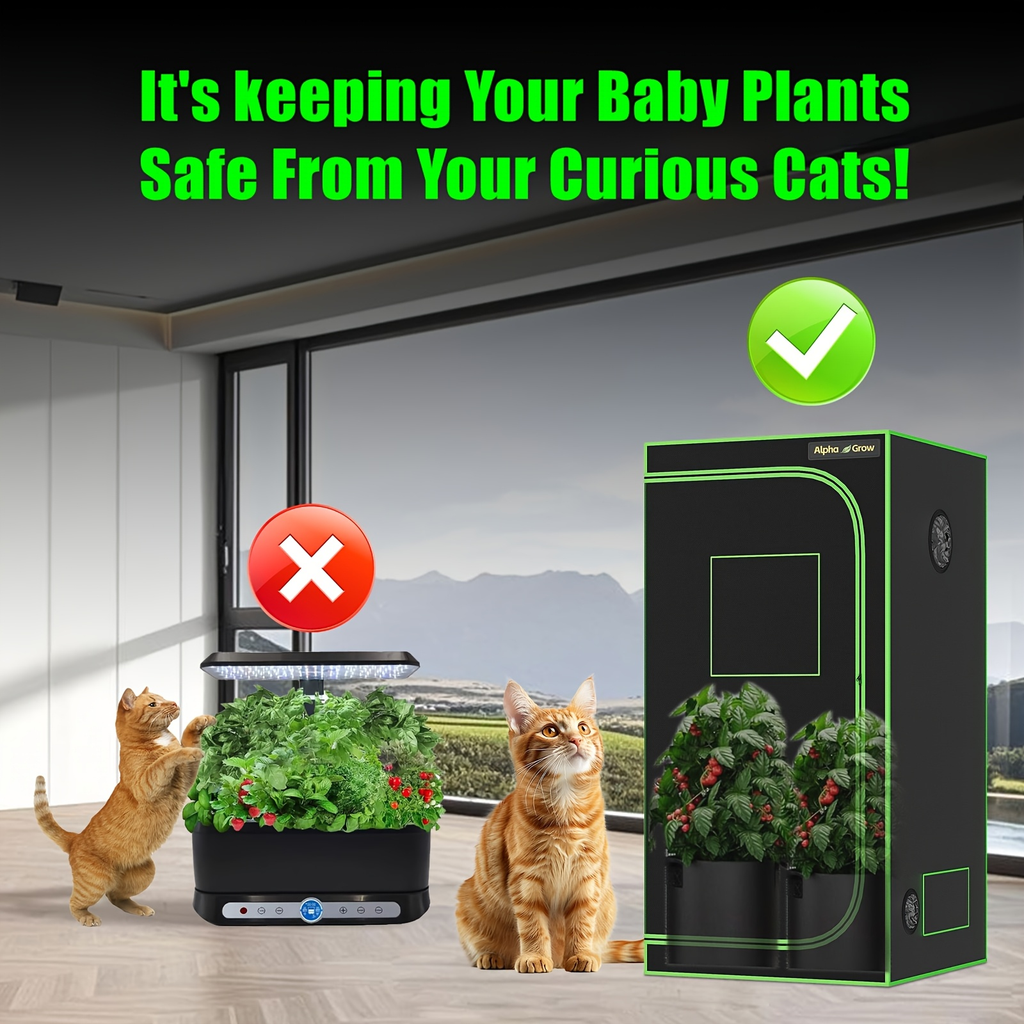Hydroponic Grow Tent 1680D Mylar 100% Reflective with Tray & Observation Window, Indoor Plant Tent for Seedling to Flowering 