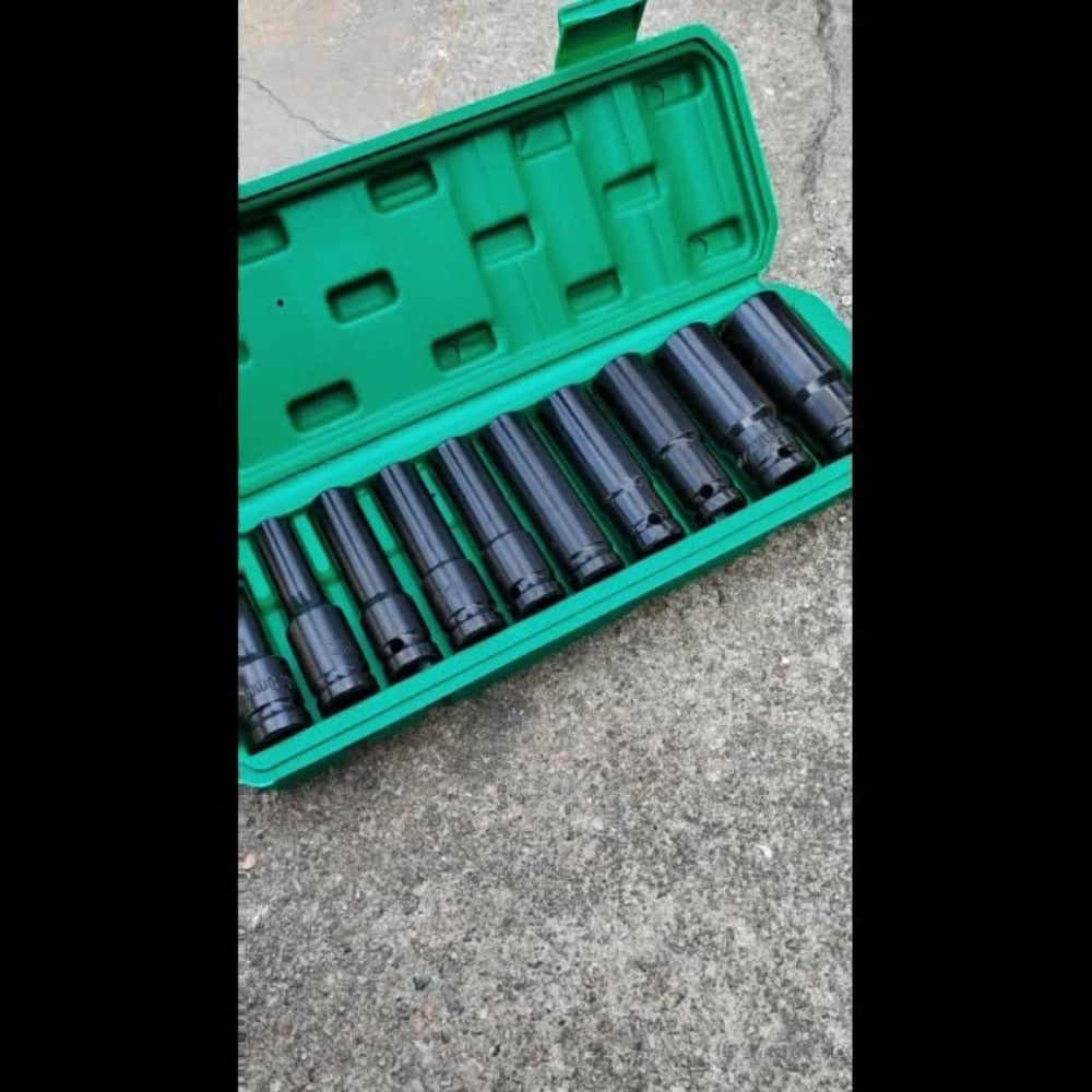 1/2 Inch Deep Impact Socket Set – Chrome Vanadium Steel for Tire Removal, Mechanical Repairs & Car Maintenance | Compatible w