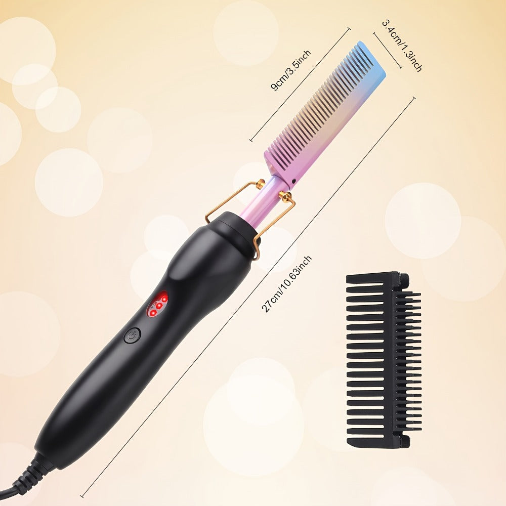 Electric Hot Comb Heated Beard Straightener Brush Fast Heating Anti-Scald Ceramic 2-in-1, for Home, Travel and Salon Hair Sty