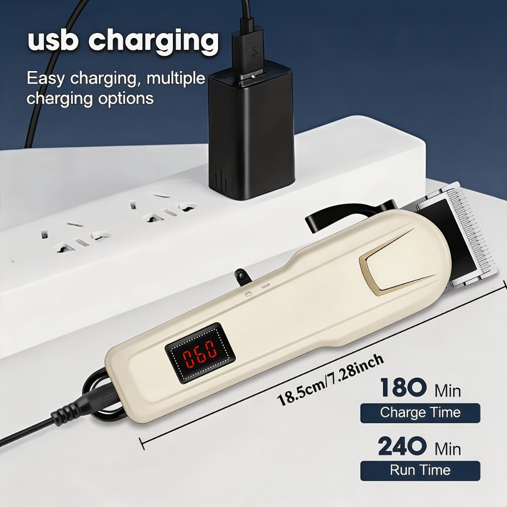 Hair Clippers & Trimmers KLY White Full-Size Clipper with LCD Display, USB Charging and Guide Comb Set — image 15