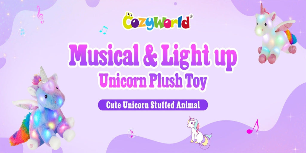 Plush Toy Rainbow Unicorn with LED Glow and Choice of Music or No-Music Light-Up choices for Bedtime — image 10