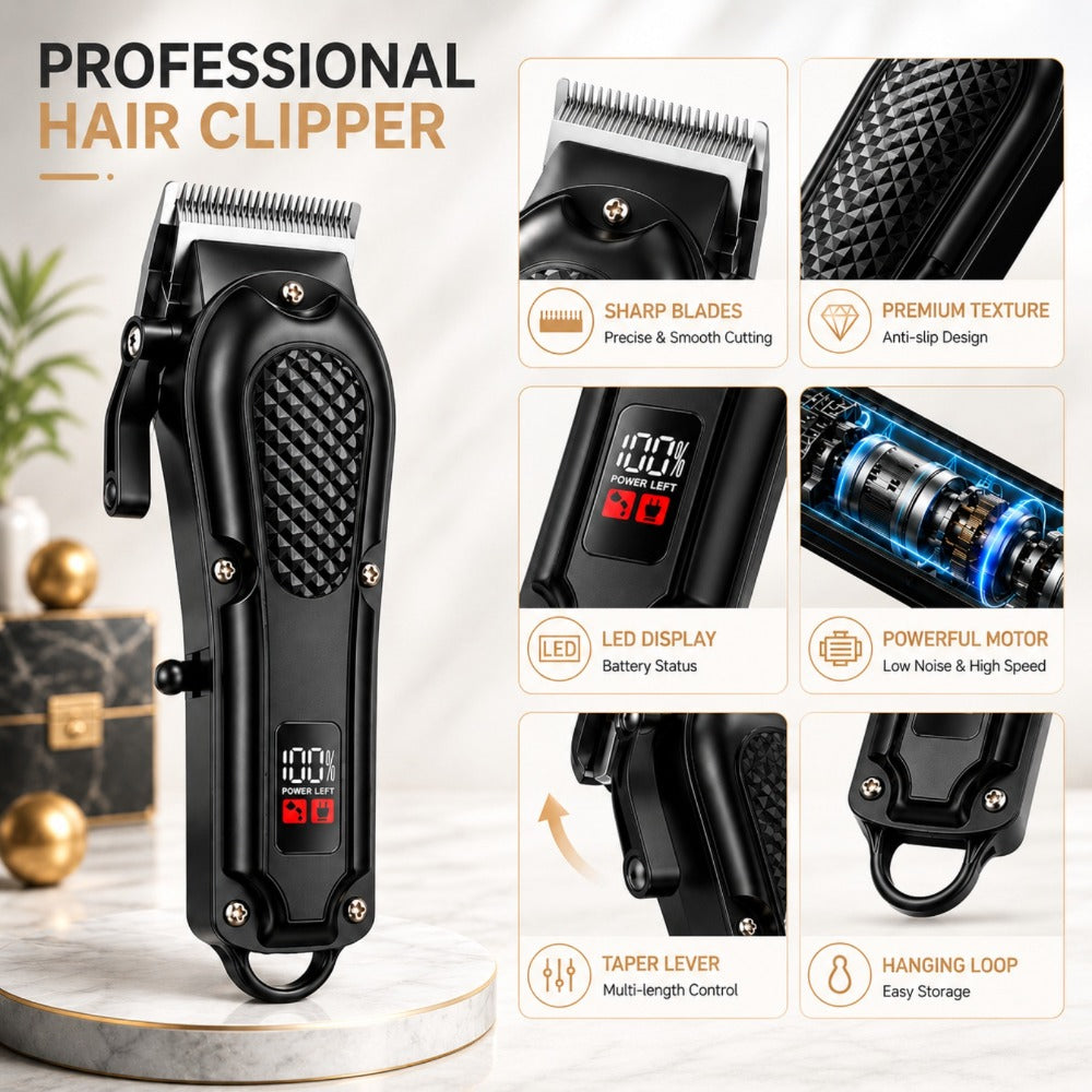 Electric Grooming Kit for Men with LCD Display – Cordless Rechargeable Hair Clipper & Trimmer Set, Home Travel & Car Use — im
