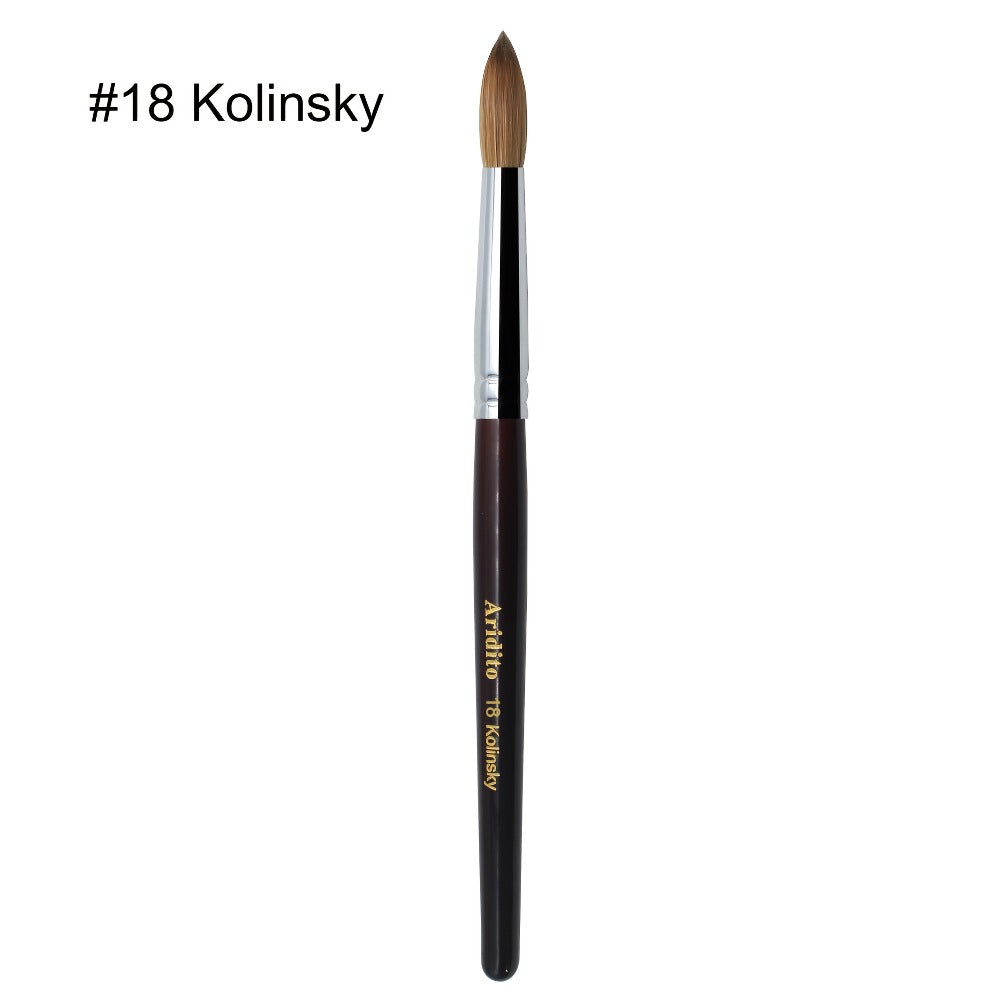 Kolinsky Acrylic Nail Brush Round Head Red Wine Wooden Handle – Professional Brush for Acrylic Extension Nail Art Sculpting &