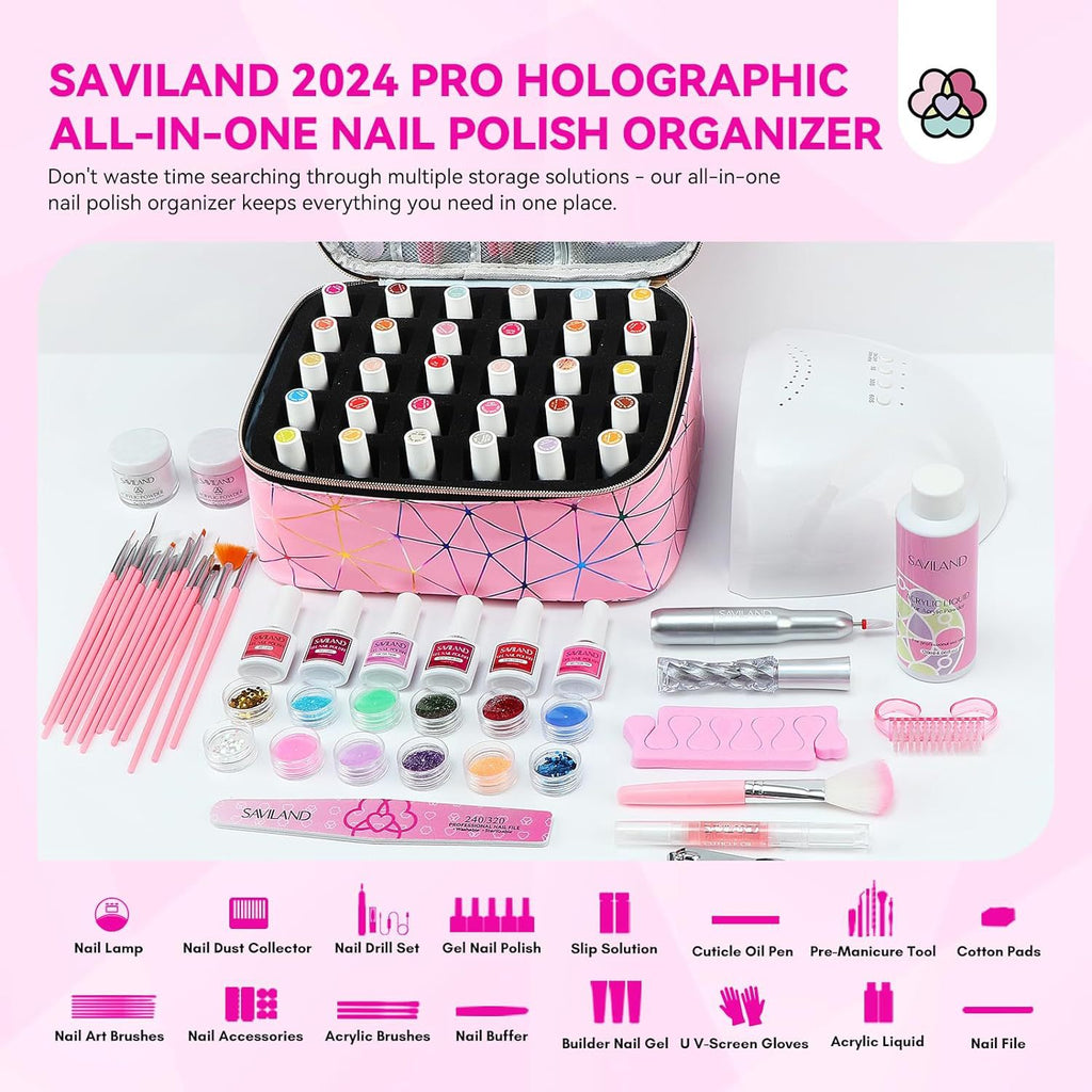 Travel Cosmetic Bag Nail Polish Portable Bag Double Layer Cosmetic Bag