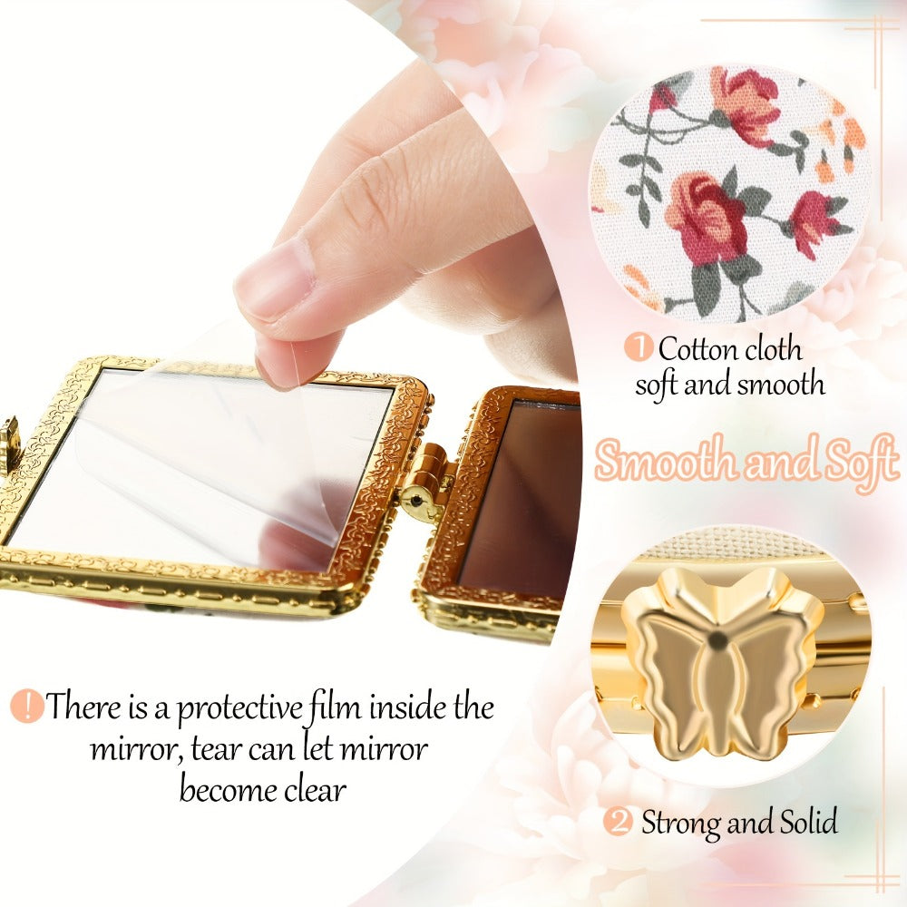48-Piece Floral Folding Compact Mirror Set with Assorted Prints and 1X/3X Dual-View Mirrors — image 2