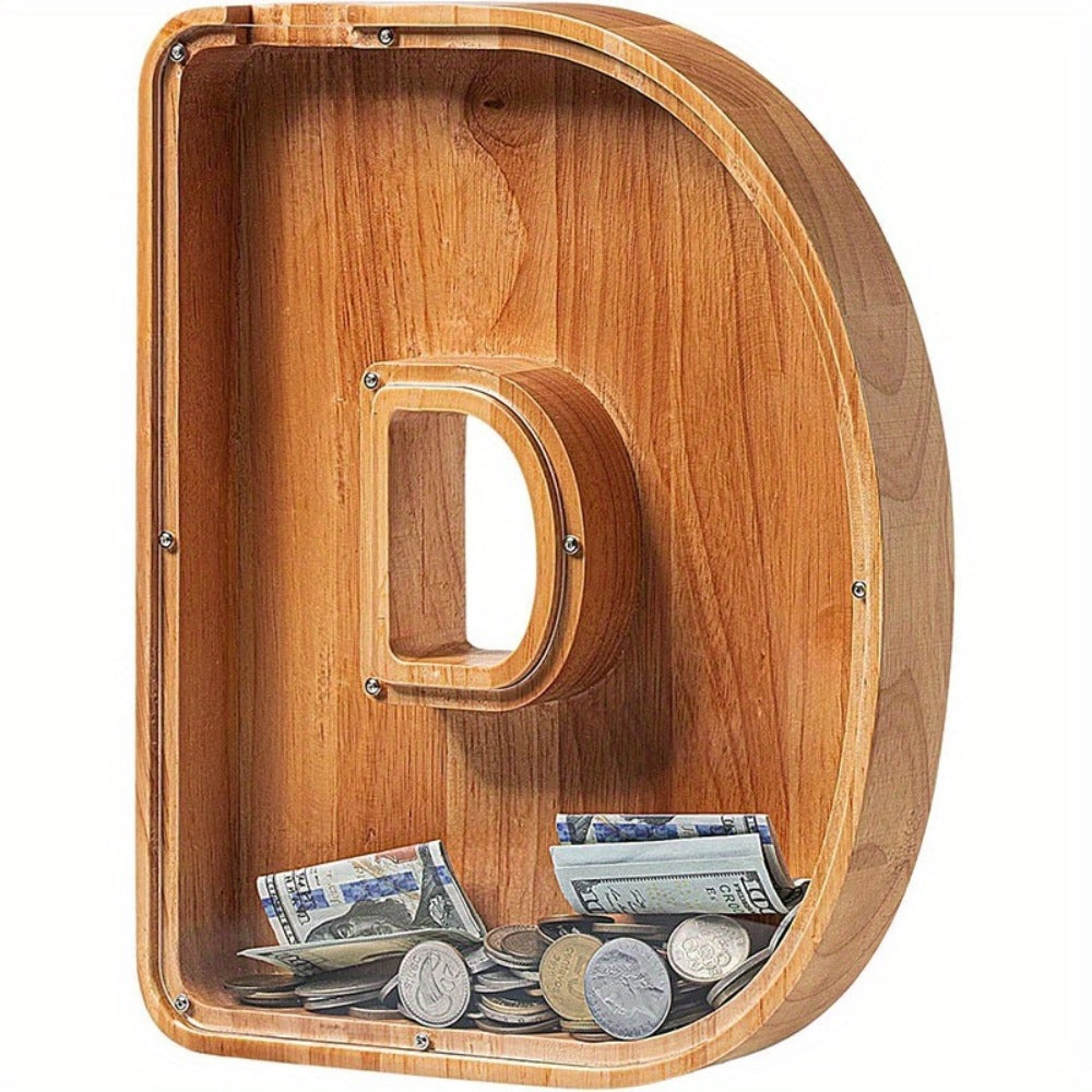 Wooden Letter Penny Bank – Alphabet Coin Bank Savings Box for Kids & Adults, Personalized Money Bank Birthday Gift — image 8