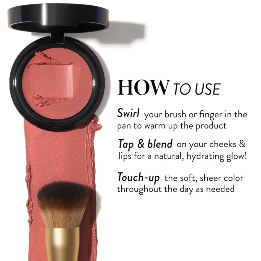 Cream Blush Beauty Balm Starter Kit with Brush – Hydrating Squalane Formula for Face & Lips Natural Pink Glossy Brightening F