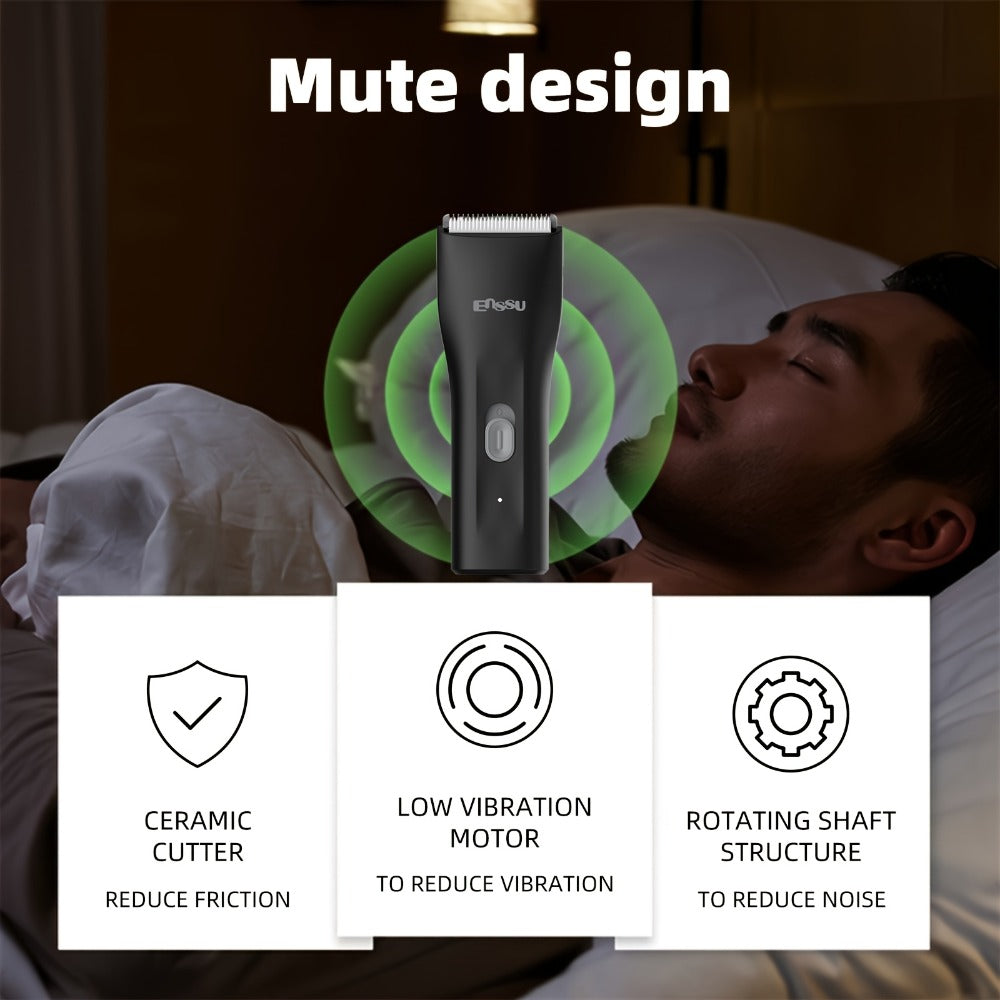 Ceramic Blade IPX7 Waterproof Ball Trimmer for Men Replaceable Head Electric Groin Pubic Body Hair Shaver LED Battery Display