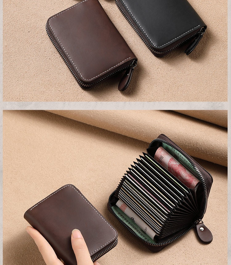 Slim Leather Men's Wallet Large Capacity Multi-Card Organizer Ultra-Thin